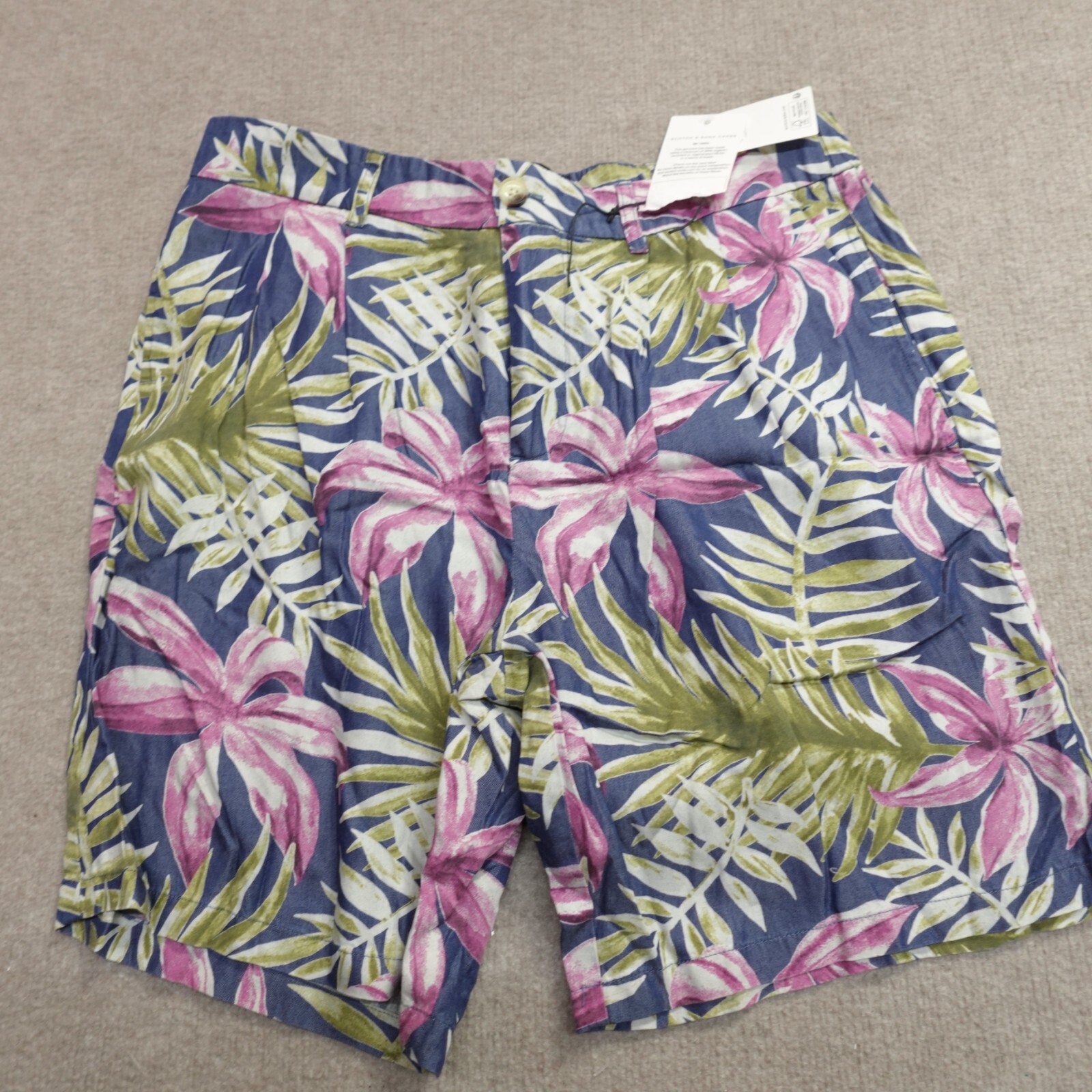 Scotch & Soda Shorts 32 Blue Floral All Over Twilt Loose Fit Pleated NEW