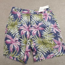 Scotch Soda Shorts 32 Blue Floral All Over Twilt Loose Fit Pleated NEW