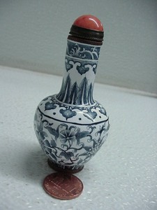 Antique Chinese Cloisonné Snuff Bottle, Qing Dynasty, B&W Signed, Circa 1850