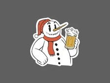 Snow Man Sticker Beer Pint Waterproof Drinking Winter Gift NEW