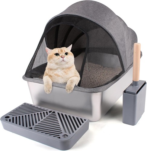 Modern Leak-Proof Stainless Steel Cat Litter Box with Exclusive Scoop Included - Picture 11 of 11