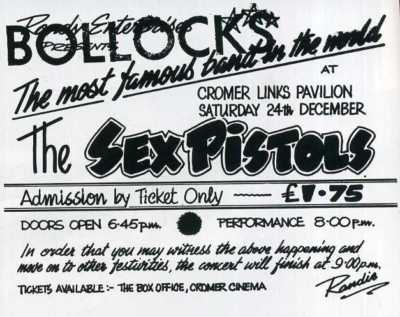 THE SEX PISTOLS Window Poster - Links Pavilion, Cromer 1977 - 10