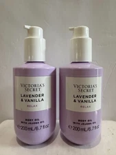 Victoria's Secret Lavender & Vanilla Body Oil w/ Jojoba Oil - 6.7 oz Set of 2