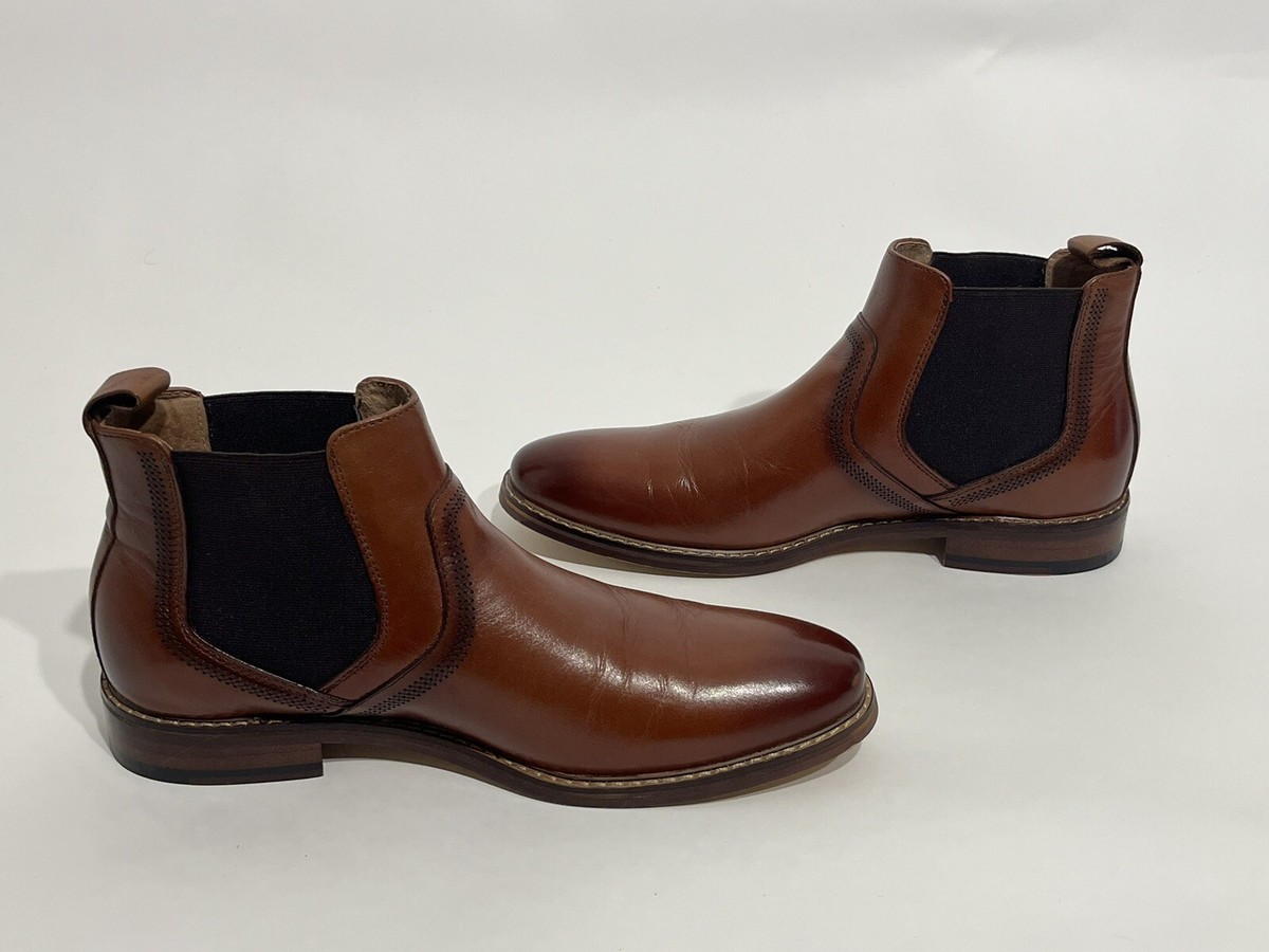 Stacy Adams Altair Plain Toe Chelsea Dress Boot in Cognac 