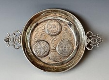 Spanish Colonial Silver Coin Dish w/ 1617, 1661 Royal, & 1753 8 Reales Design