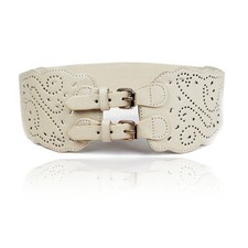 Wide Belt Elastic Stretch Waist For Women Buckle Faux Leather Ladies Cinch Dress