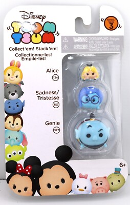 Disney Tsum Tsum 3 Pack Mini Figure Stack Em Series 3 Alice Sadness Genie Set