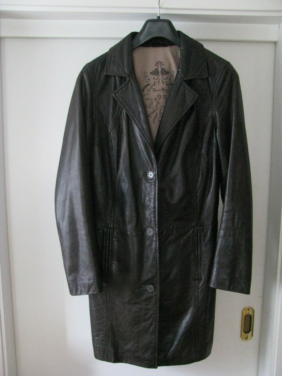 David Moore Herren Leder Mantel 38 braun Jacke Echt-Leder New