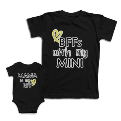 Mom and Baby Matching Outfits Mama Best Friends Forever with My Mini Heart Mom