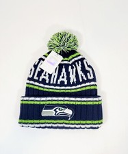NFL Seattle Seahawks Beanie/ Pom Pom Cuffed Knit new with tags navy white green