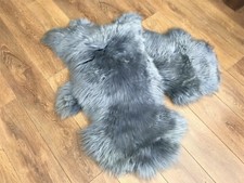 Grey Sheepskin Rug Genuine Large 110-120 cm Soft Thick Wool Area Rug Real Fur