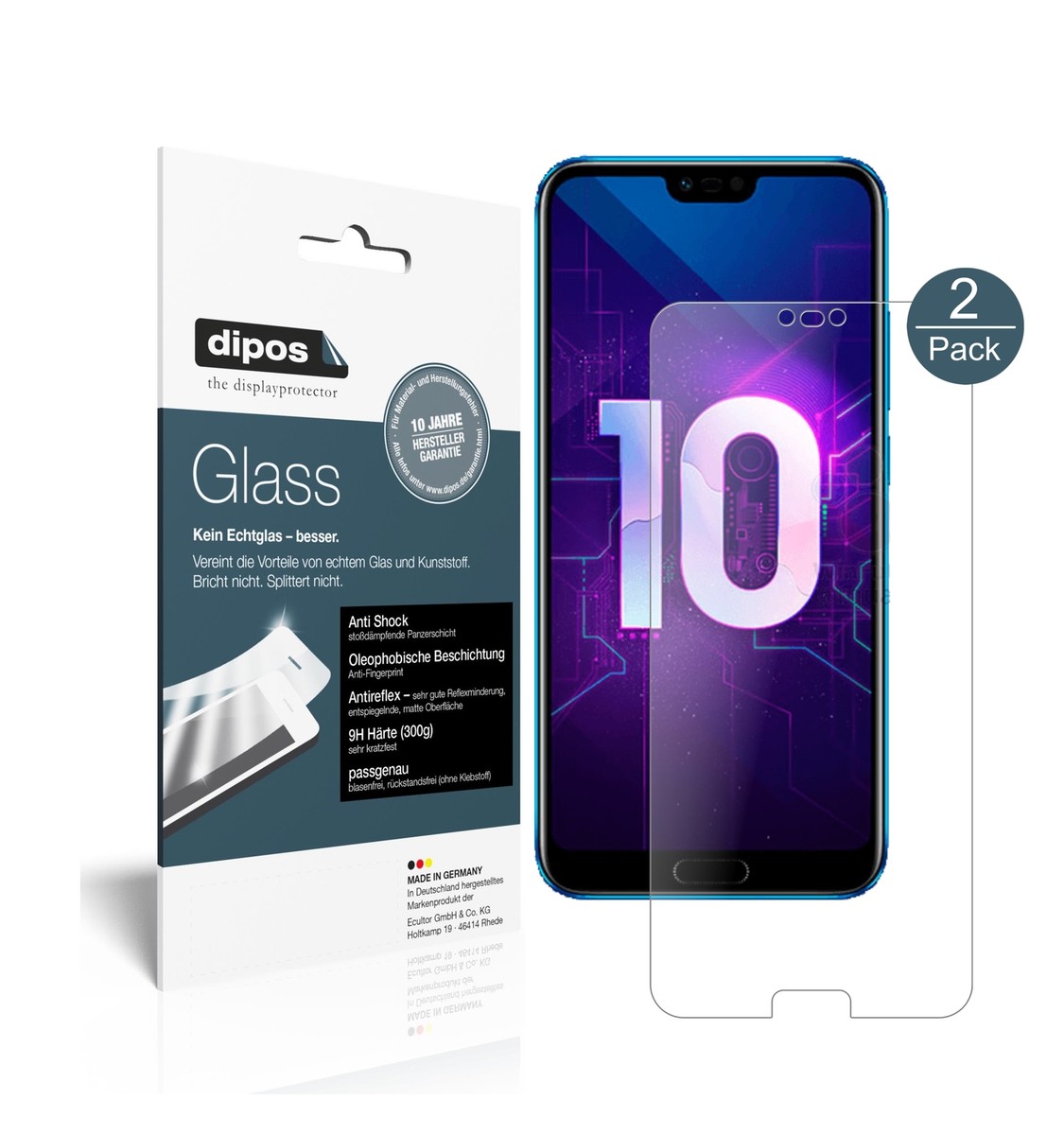 Dipos Matt Schutzfolie Für Honor 10 Lite – 2er Pack, Blasenfrei, Kratzfest