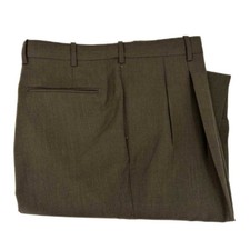 Corbin Pleated Front Super 120's Worsted Wool Trouser in Heather Brown