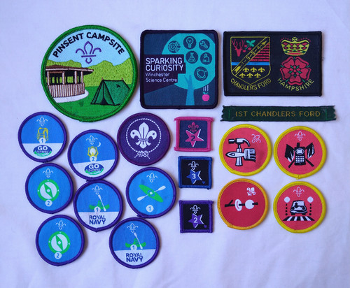 British Boy Scout patch Lot 19x England camp Emblem insignia uniform chevron UK