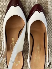 Vintage Shoes Women s Etienne Aigner Burgundy White Leather Wing Tip Heels 8M