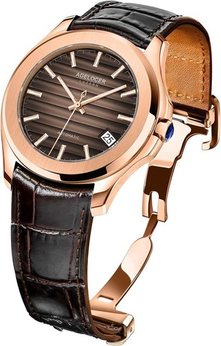 AGELOCER Luxus Lederband Wasserdicht Geschenk Herren Automatik Mechanische Uhr - Bild 23 von 52