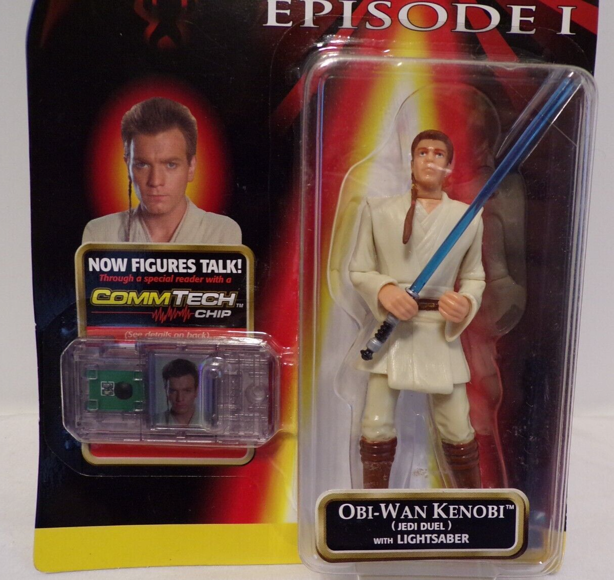 Star Wars Episode 1 - Action Figur 84073 - Obi-Wan Kenobi (Jedi Duel) mit Lichtschwert (inkl. CommTech Chip