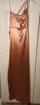 Windsor Lola High Slit Satin Dress Rose Gold Brand New With Tags Women's Large
