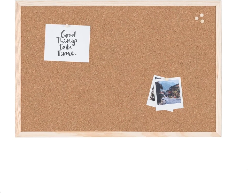 Basic Brown Cork Board with Pine Frame – Ideal for Home and Office Organization - Image 3 of 4