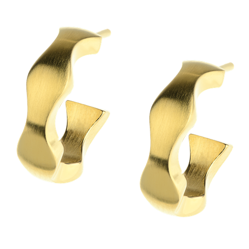 Boucles D'oreilles Créoles Bicolores Argent/or Noir - Acier Inox, Modèle SH46