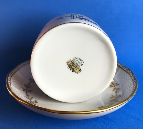 Ginori Fiesole Italian Scene Cup & Basket Weave Rim Saucer Porcelain Italy - Picture 2 of 11
