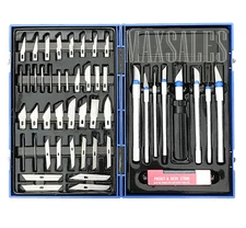 56pc PRECISION HOBBY KNIFE SET KIT EXACTO KNIVES BLADES CRAFT RAZOR SCRAPBOOKING