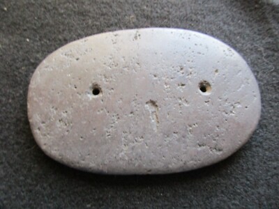 NATIVE AMERICAN HAND ENGRAVED STONE 2-HOLE GORGET,  PE-0323*07408