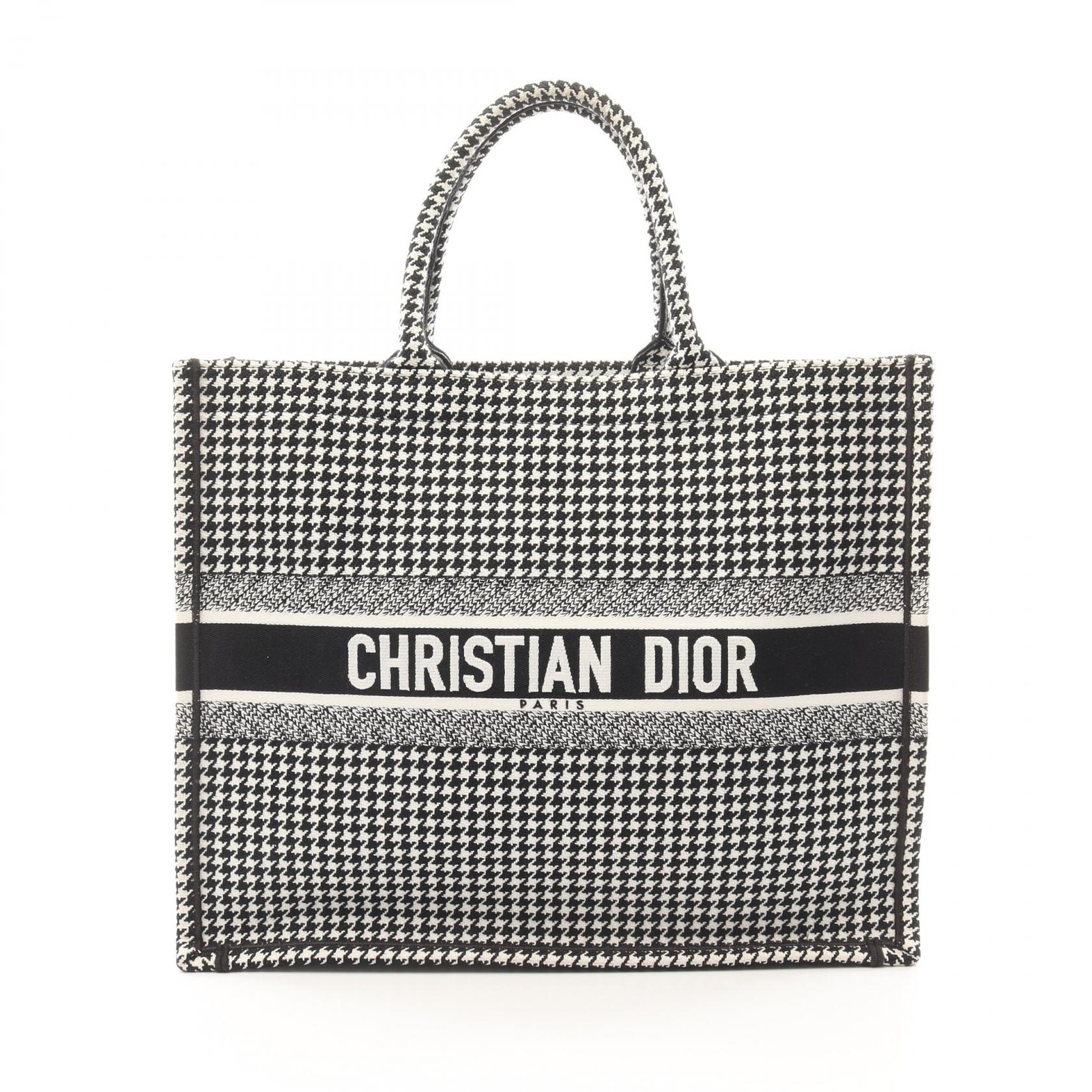 Dior Book Tote Large Canvas Bag in White and Black with Logo for Women