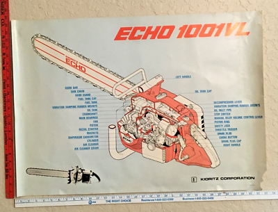 Vintage Rare Kioritz/Echo 1001VL Chainsaw Cutaway Poster - 23