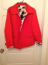 PLUS SIZE NORTON & CO WOMAN BRIGHT RED QUILTED BUTTON LINED JACKET COAT 20W 