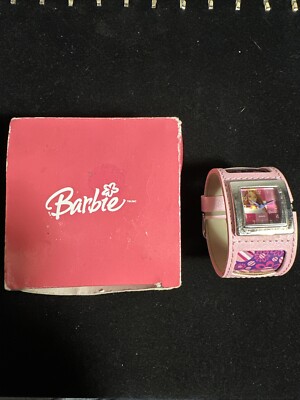 Barbie Watch Kids Girl Youth Pink Silver Tone With Metal Box New
