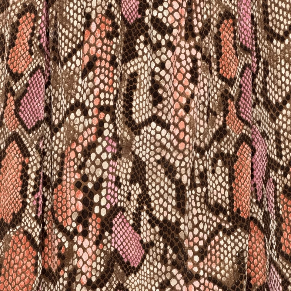 Camisa Top Cable & Gauge 1X Marrón Estampado Serpiente Manga 3/4 Cuello Redondo Elastizada Mujer Foto 2 de 4