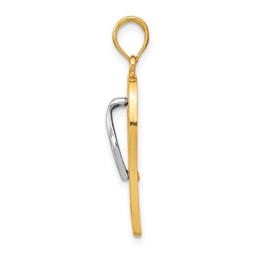 14k Yellow Gold 3D Enameled Flowers On Green Flip Flop Pendant Gift for Her - Picture 2 of 6