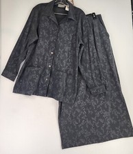 Erika Studio Jacket Womens Large Gray Floral Grannycore Vintage Skirt Combo