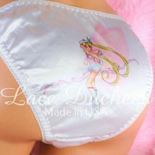 VTG Sissy 80s style SATIN Sailor Moon Fairy Pink Character string bikini Panties