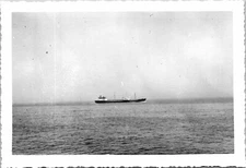 1945 WWII Large Cargo Ship Victory Ship Army Gi's Vtg Photo Snapshot 3.5" x 5"