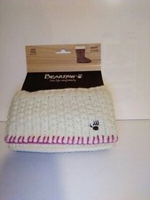 Bearpaw women knit winter boot cuff topper liner tan bear Pink beige one size 