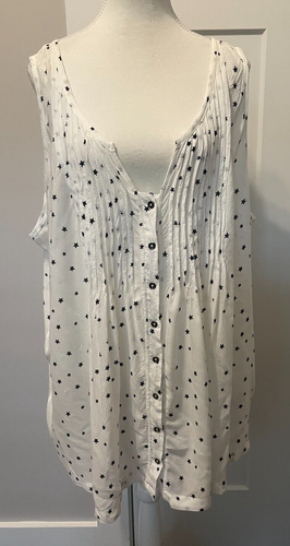 Torrid Damen TOP ärmellos WEISS blau STERNE Größe 3 (3X 22/24)