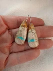 VINTAGE SIGNED NG ROYSTON RIBBON BOULDER TURQUOISE NAVAJO SILVER EARRINGS