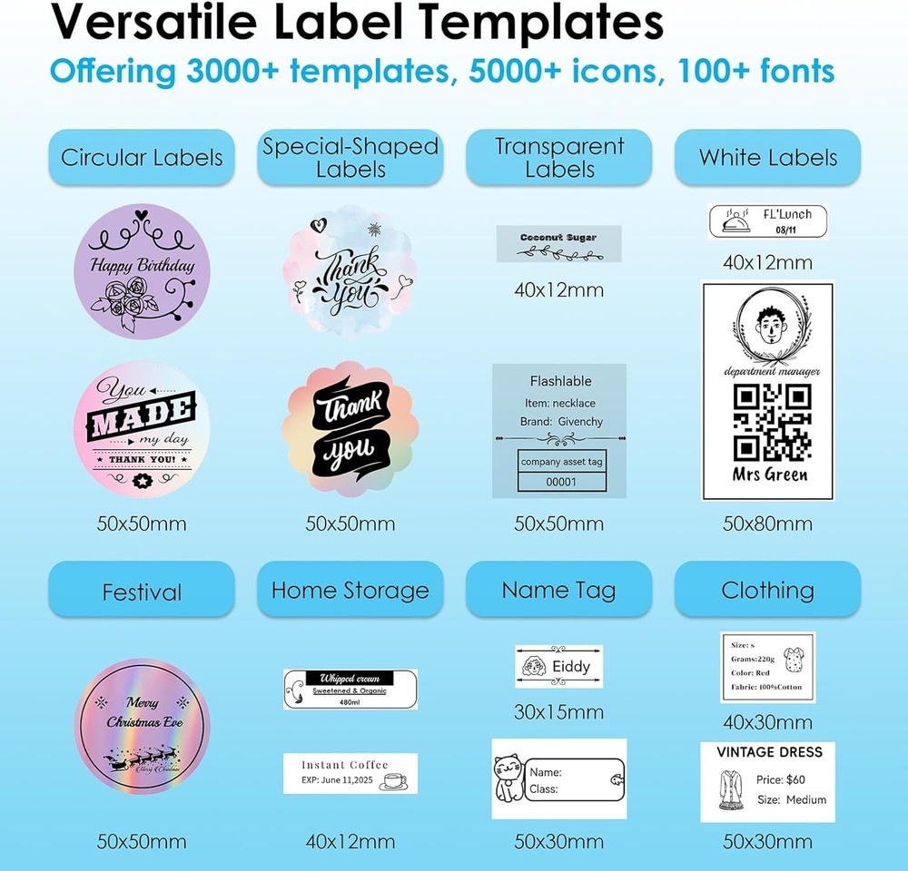 Portable Y50P Thermal Label Maker Machine with Tape for Home Office Organization Portable Y50P Thermal Label Maker Machine with Tape for Home Office Organization