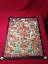 Quadro Thangka dipinto a mano molto fine Buddha scuola di Thangka Kathmandu oro (160)