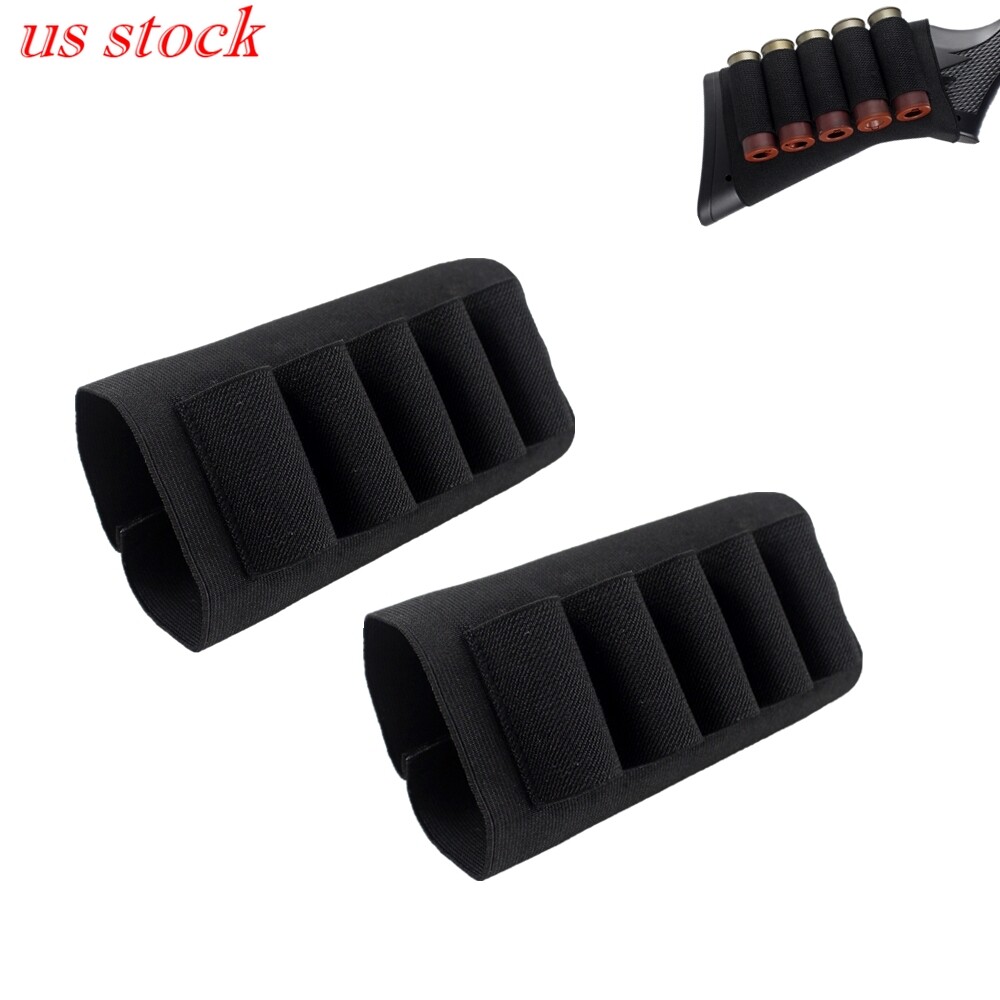 2pcs Shotgun Buttstock 5 Shells Cartridge Holder Ammo Pouch Holder for 12 20GA