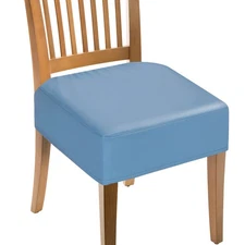 4Pcs PU Dining Chair Seat Covers, Seat Cushion Slipcover Protector, Blue