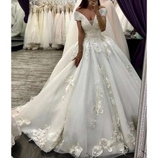 A Line Wedding Dresses Off-Shoulder Sleeveless LaceApplique White Zipper Lace Up