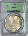 1898 Morgan Silver Dollar, PCGS MS-64, Older Generation Green Label Holder!