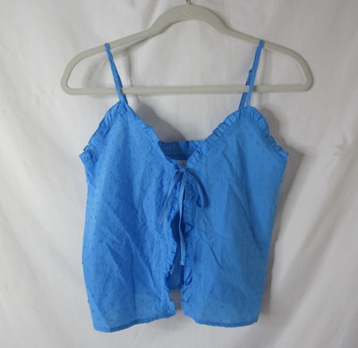 Colsie Pajama Top Poplin Swiss Dot Tank Top Sky Blue Size Extra Small XS NWT