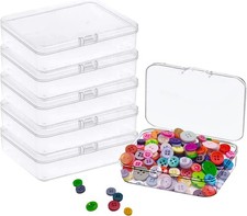 6 Pcs Mini Plastic Storage Containers Box with Lid, 5x4x1.3 Inches Clear