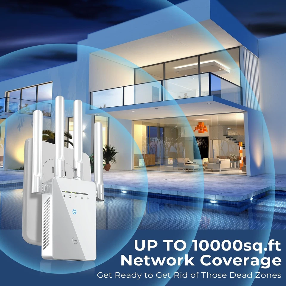WiFi Extender Signal Booster, Long Range Internet Booster White Matte - Image 3 of 4