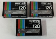 SEALED lot of three 8mm videocassette tapes  MAXELL P6-120 MP