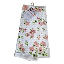 NEW KitchenAid Ditsy Daisies Kitchen Towels 16" x 28" Pink White Set of 2